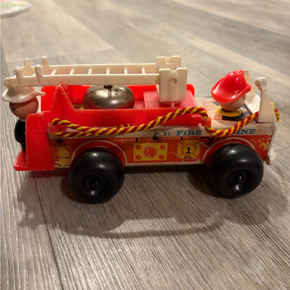 Fisher-Price Red and White Toy Fire Engine with Bell and Ladder